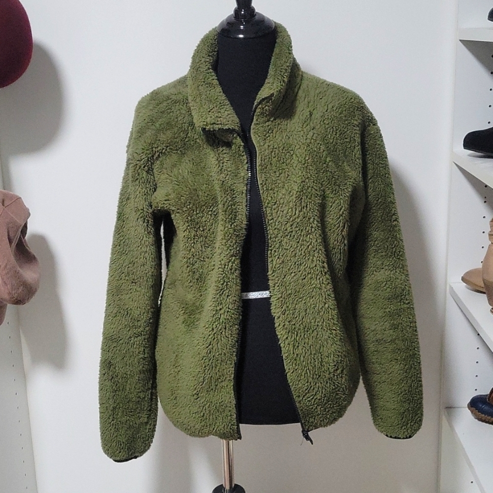 PINK Olive Green Fleece Jacket